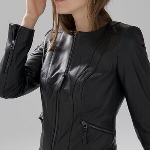 White House Black Market fitted black leather jacket - size medium